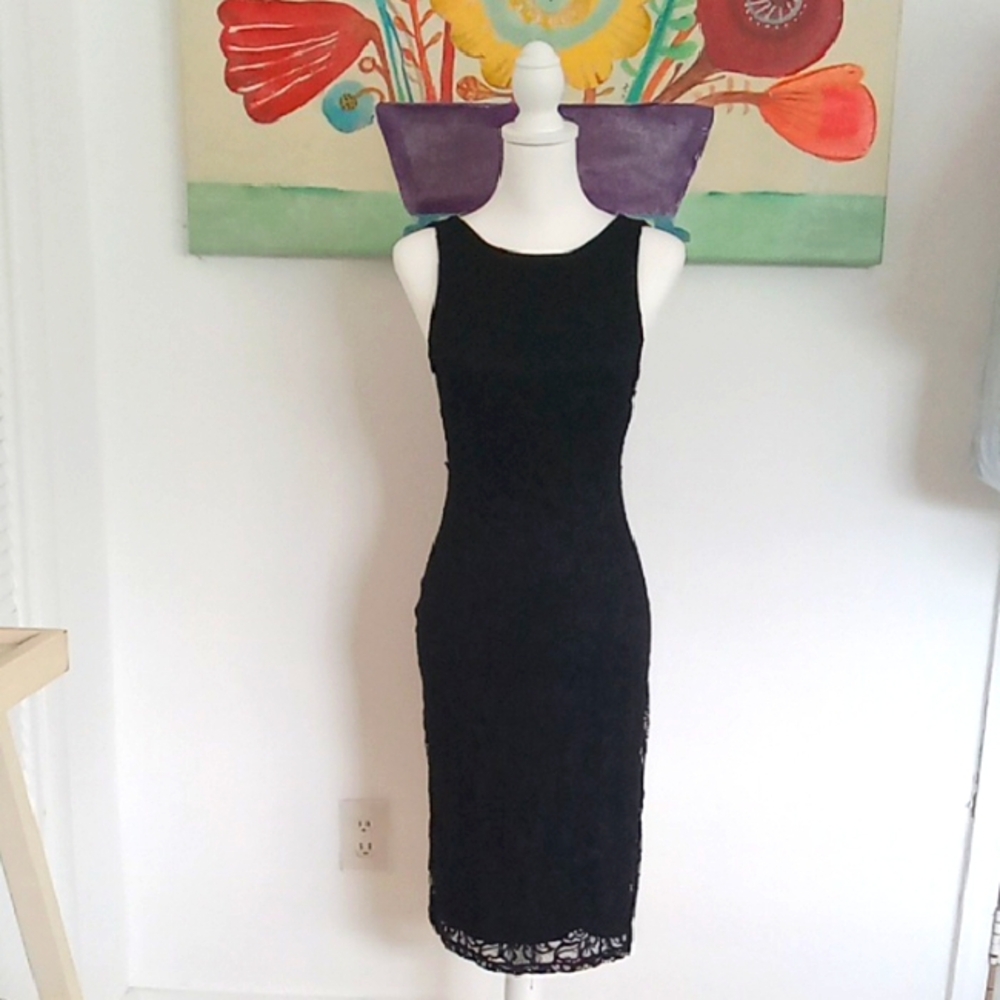 Bebe Lace Black Midi Dress